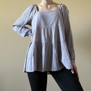American Eagle pastel purple ruffled long sleeve blouse: size medium